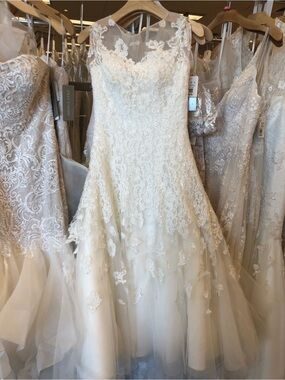 Oleg Cassini | Dresses | New Beaded Lace Wedding Dress With Pleated Skirt  And Pockets | Poshmark